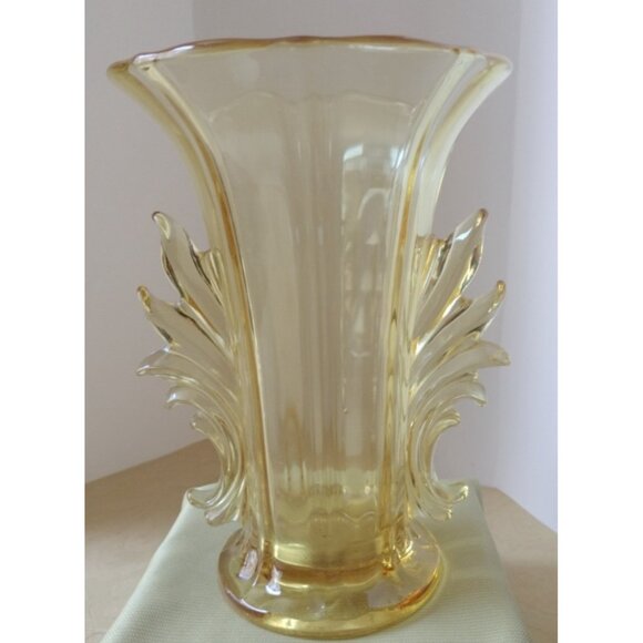 Fistoria Baroque Amber Gold Yellow 8”x5.5 Vase See Pic. - Picture 1 of 12